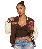 IT GIRL "MAIN CHARACTER" VARSITY JACKET