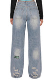 IT GIRL "BELLEVIE" VINTAGE  WASH DISTRESSED JEANS