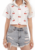 POPPED CHEERY CROPPED SHIRT