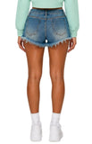 IT GIRL "JOSIE SKY" RAW HEM DENIM SHORTS