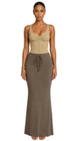 CARAMEL GLAZE DRAWSTRING MAXI SKIRT