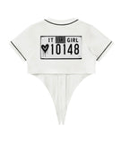 COCO LUXE "IT GIRL" CROP BASEBALL JERSEY