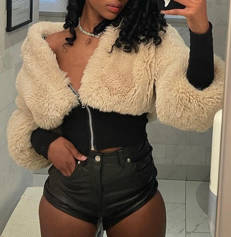 FURRY SNATCH CROP JACKET