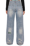 IT GIRL "BELLEVIE" VINTAGE  WASH DISTRESSED JEANS