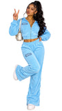 IT GIRL "GLACIE" FADE WASH RUCHED SWEATPANTS