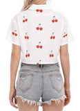 POPPED CHEERY CROPPED SHIRT