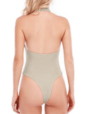 SURPRISE TRIP HALTER BODYSUIT