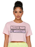 IT GIRL "HATED BY MANY" MINERAL WASH CROP TOP