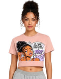 PERMS & PEARLS "IT GIRL" SNOW WASHED CROP T-SHIRT