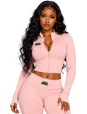 IT GIRL "BLUSH BEATS" CROP JACKET