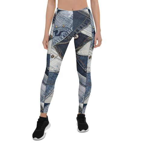 YOU THE TYPE DENIM PRINT LEGGINGS