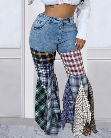 PUBLIC DISPLAY PLAID JEANS