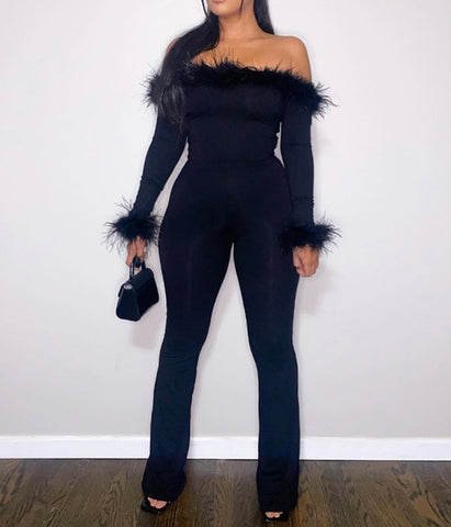 SHOWIN OUT FAUX FUR JUMPSUIT